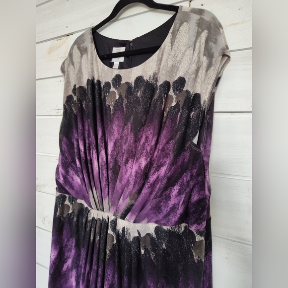 suzi Chin Maggy Boutique Purple Gray Ombre Watercolor Print A-Line Dress Sz 22W - Picture 1 of 6